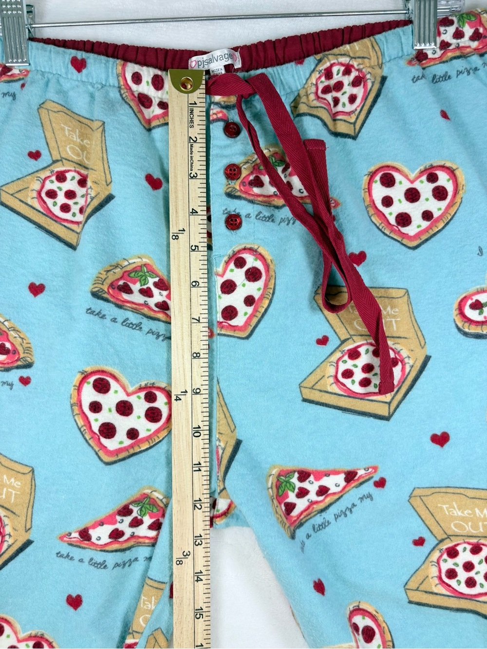 PJ Salvage Pizza Lover Flannel Pajama Set NWT Women’s Large Cotton Blue - Picture 14 of 15
